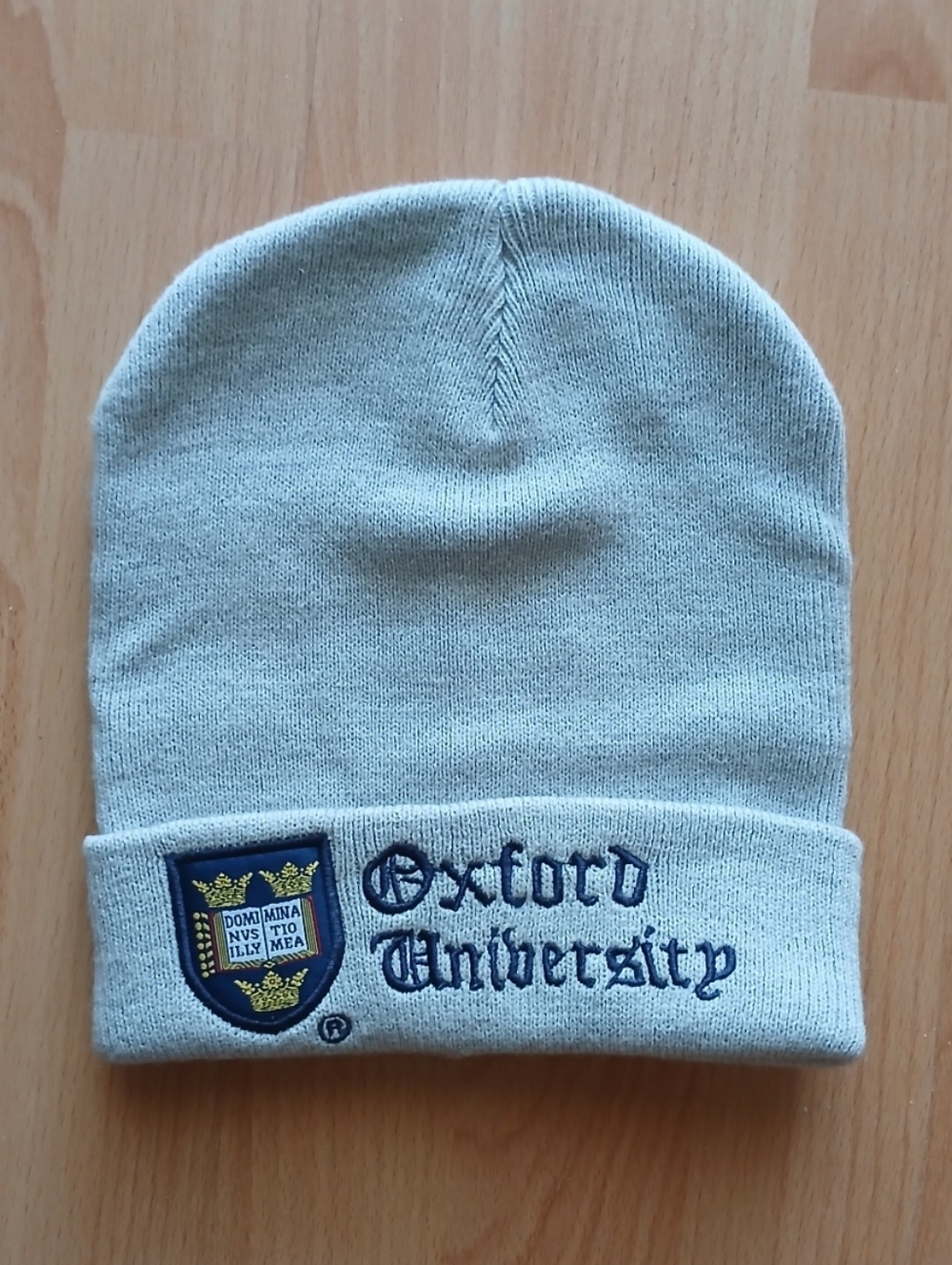NWT University Of Oxford Embroidered Touque / Beanie - Light Gray
